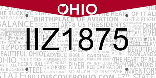 IIZ1875 Ohio License Plate