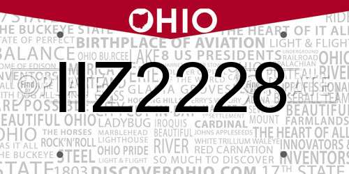 IIZ2228 Ohio License Plate