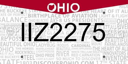 IIZ2275 Ohio License Plate