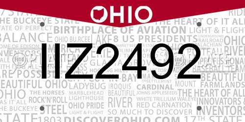IIZ2492 Ohio License Plate