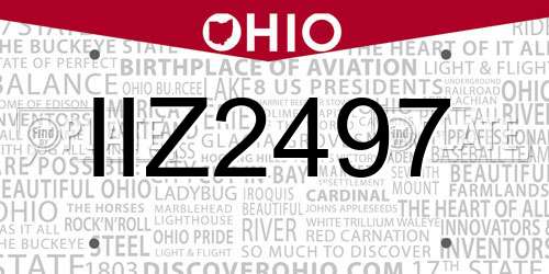 IIZ2497 Ohio License Plate