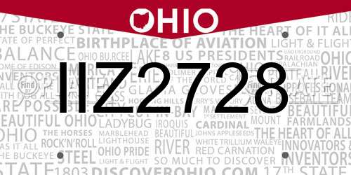 IIZ2728 Ohio License Plate