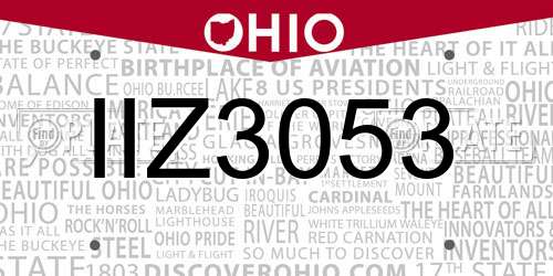 IIZ3053 Ohio License Plate