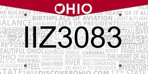 IIZ3083 Ohio License Plate