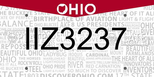 IIZ3237 Ohio License Plate