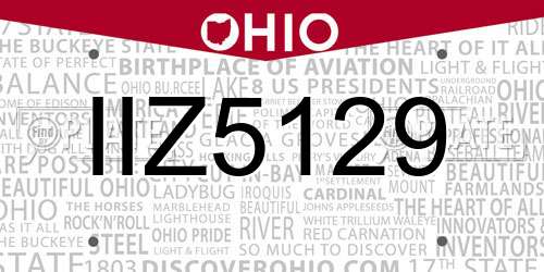 IIZ5129 Ohio License Plate
