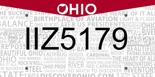 IIZ5179 Ohio License Plate