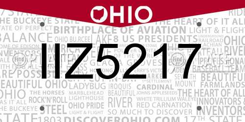 IIZ5217 Ohio License Plate