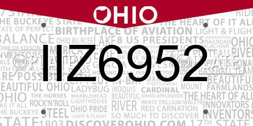 IIZ6952 Ohio License Plate