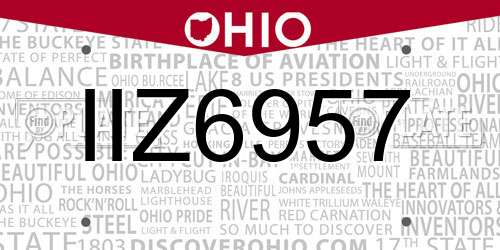 IIZ6957 Ohio License Plate