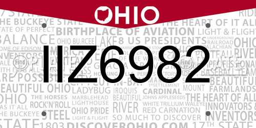 IIZ6982 Ohio License Plate