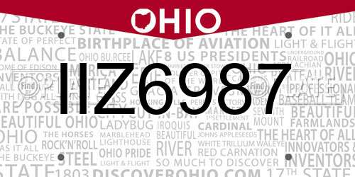 IIZ6987 Ohio License Plate