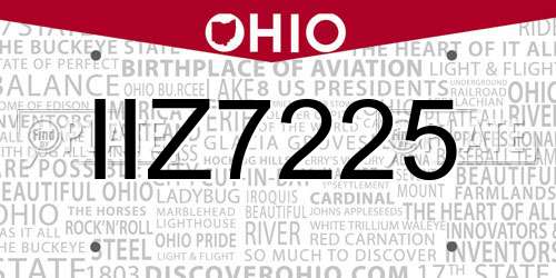 IIZ7225 Ohio License Plate