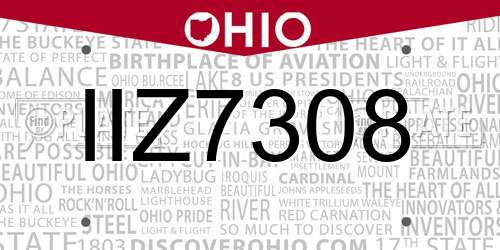 IIZ7308 Ohio License Plate