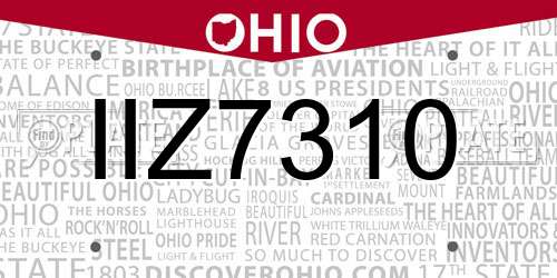 IIZ7310 Ohio License Plate