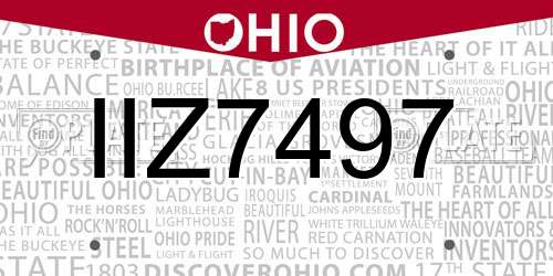 IIZ7497 Ohio License Plate
