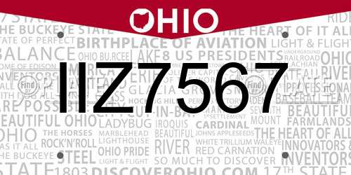 IIZ7567 Ohio License Plate