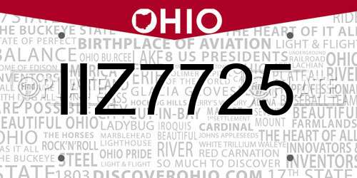 IIZ7725 Ohio License Plate