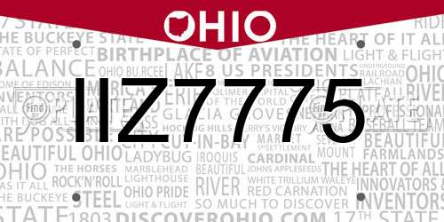 IIZ7775 Ohio License Plate
