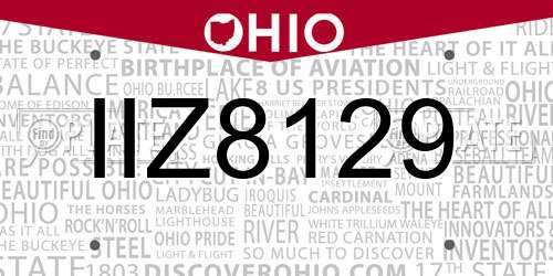 IIZ8129 Ohio License Plate
