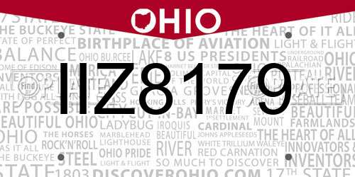 IIZ8179 Ohio License Plate