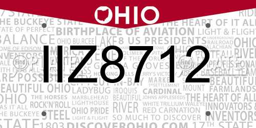 IIZ8712 Ohio License Plate