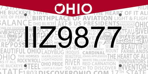 IIZ9877 Ohio License Plate