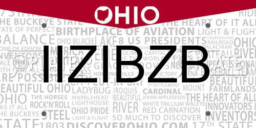 IIZIBZB Ohio License Plate