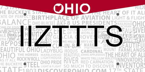 IIZTTTS Ohio License Plate