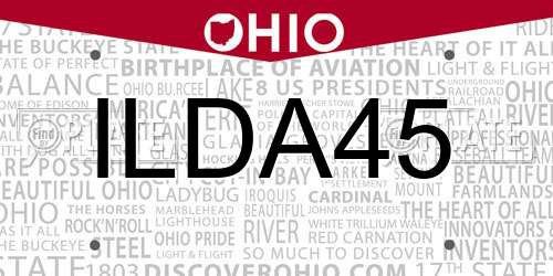 ILDA45 Ohio License Plate