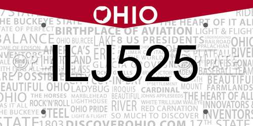 ILJ525 Ohio License Plate
