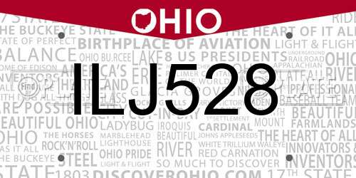 ILJ528 Ohio License Plate