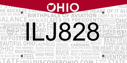 ILJ828 Ohio License Plate