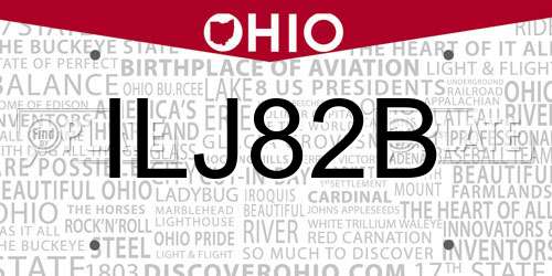 ILJ82B Ohio License Plate