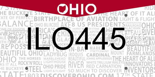 ILO445 Ohio License Plate