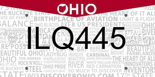 ILQ445 Ohio License Plate