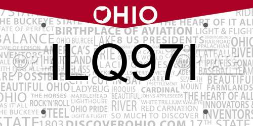 ILQ97I Ohio License Plate