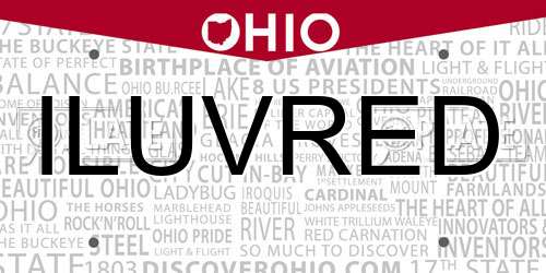 ILUVRED Ohio License Plate
