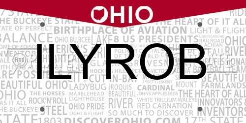 ILYROB Ohio License Plate