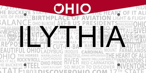 ILYTHIA Ohio License Plate