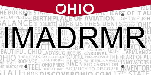 IMADRMR Ohio License Plate