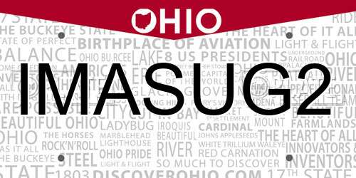 IMASUG2 Ohio License Plate
