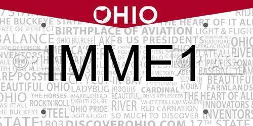 IMME1 Ohio License Plate