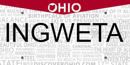 INGWETA Ohio License Plate
