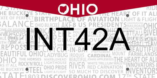 INT42A Ohio License Plate