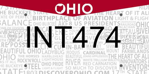 INT474 Ohio License Plate