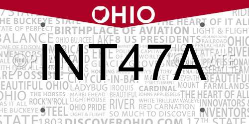 INT47A Ohio License Plate