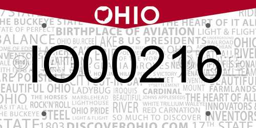 IO00216 Ohio License Plate