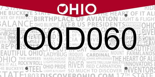 IO0D060 Ohio License Plate