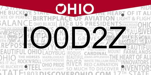 IO0D2Z Ohio License Plate